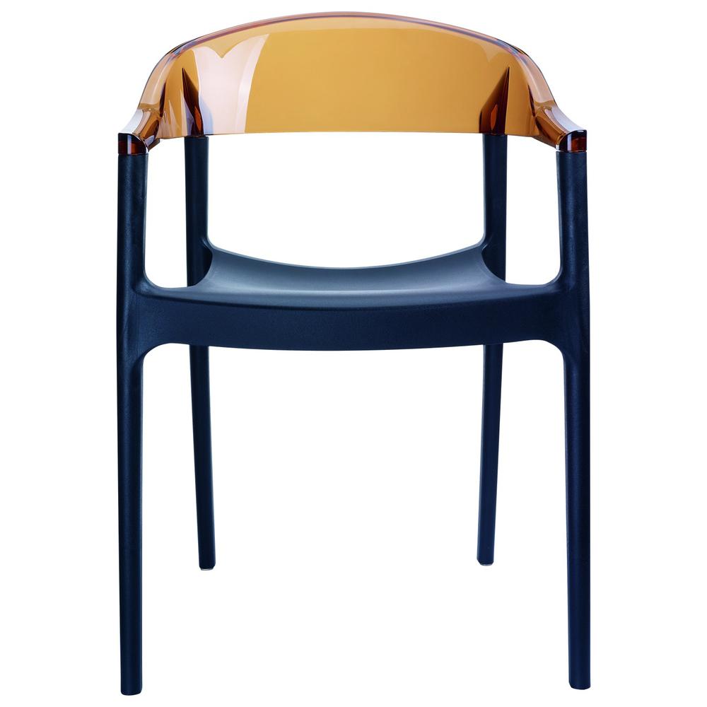 Carmen Modern Dining Chair Black Seat Transparent Amber Back, Set of 2. Picture 3