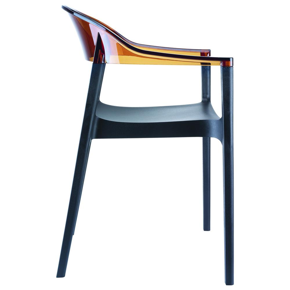 Carmen Modern Dining Chair Black Seat Transparent Amber Back, Set of 2. Picture 5