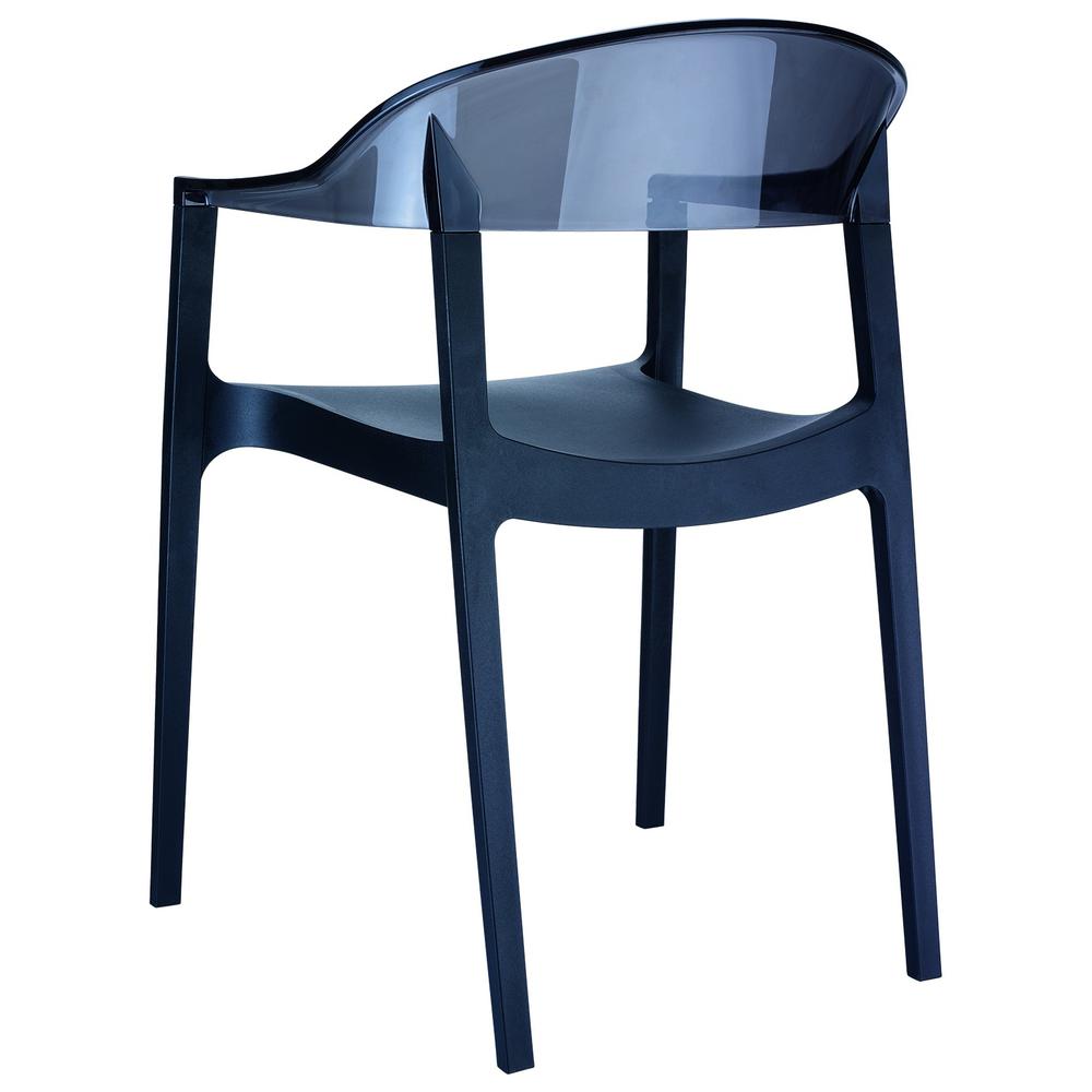 Carmen Modern Dining Chair Black Seat Transparent Black Back, Set of 2. Picture 2