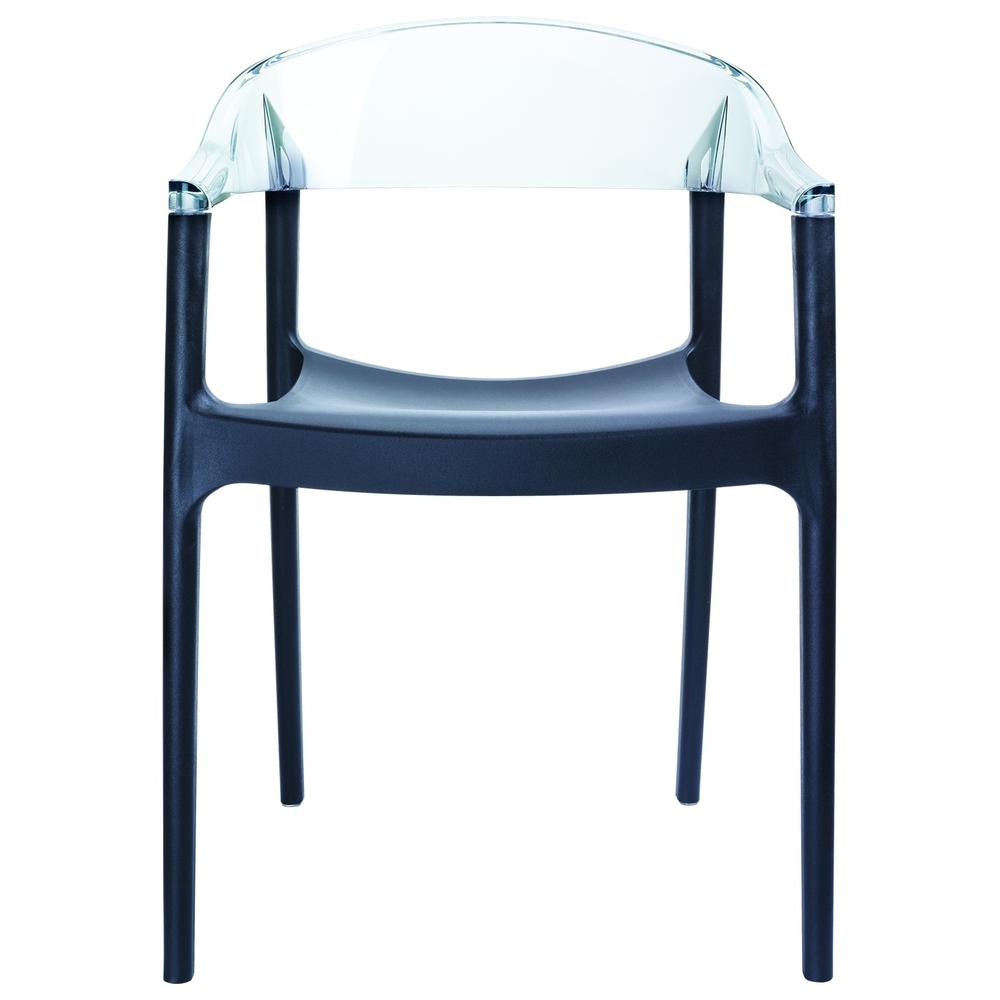 Stacking Arm Chair, Set of 2, Black Seat Transparent Clear Back, Belen Kox. Picture 3