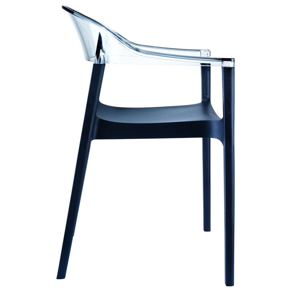 Stacking Arm Chair, Set of 2, Black Seat Transparent Clear Back, Belen Kox. Picture 4