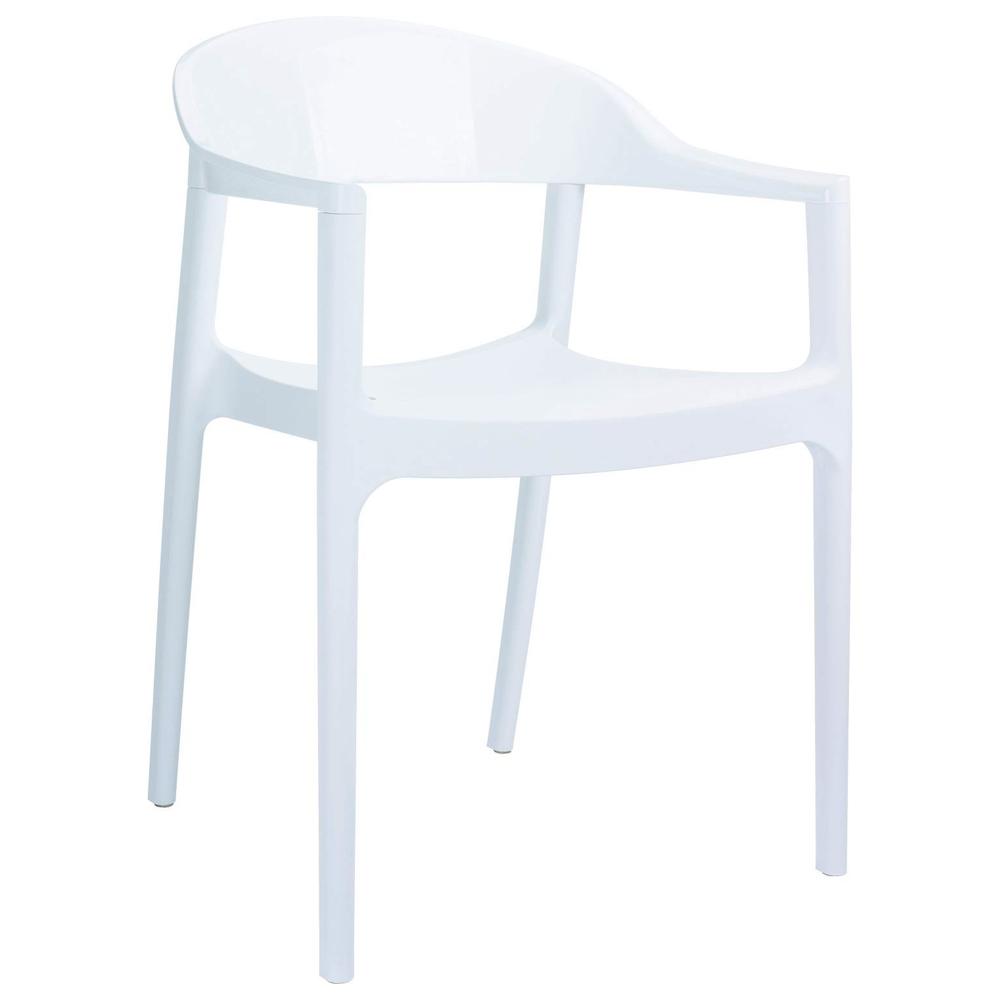 Carmen Modern Dining Chair White Seat Glossy White Back, Set of 2. Picture 1