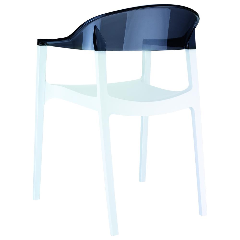 Carmen Modern Dining Chair White Seat Transparent Black Back, Set of 2. Picture 2