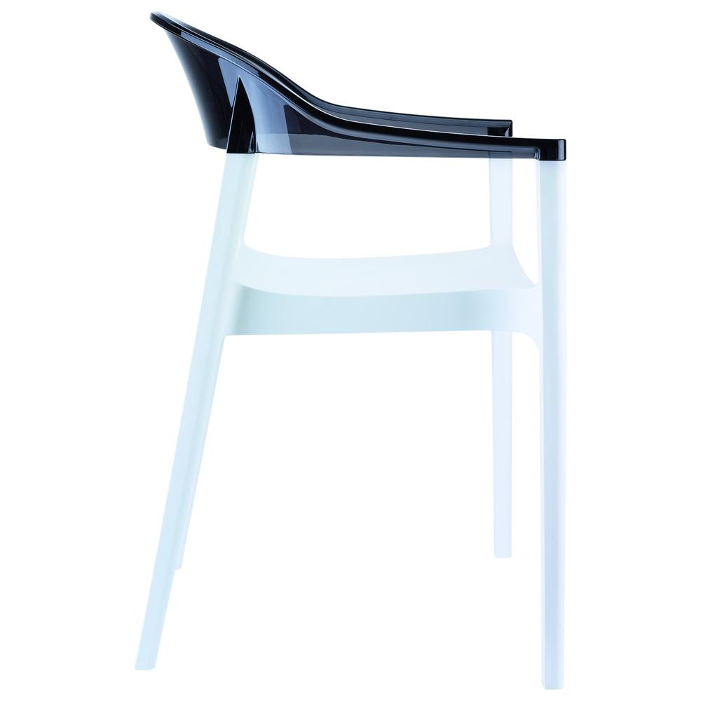Carmen Modern Dining Chair White Seat Transparent Black Back, Set of 2. Picture 4
