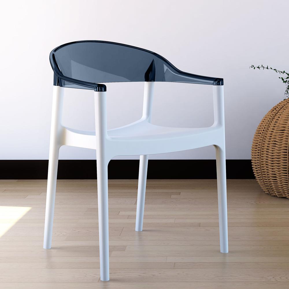 Carmen Modern Dining Chair White Seat Transparent Black Back, Set of 2. Picture 6