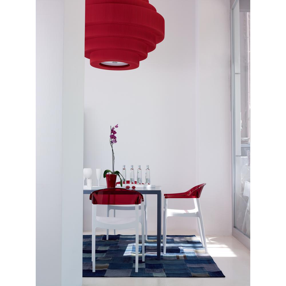 Carmen Modern Dining Chair White Seat Transparent Red Back, Set of 2. Picture 8