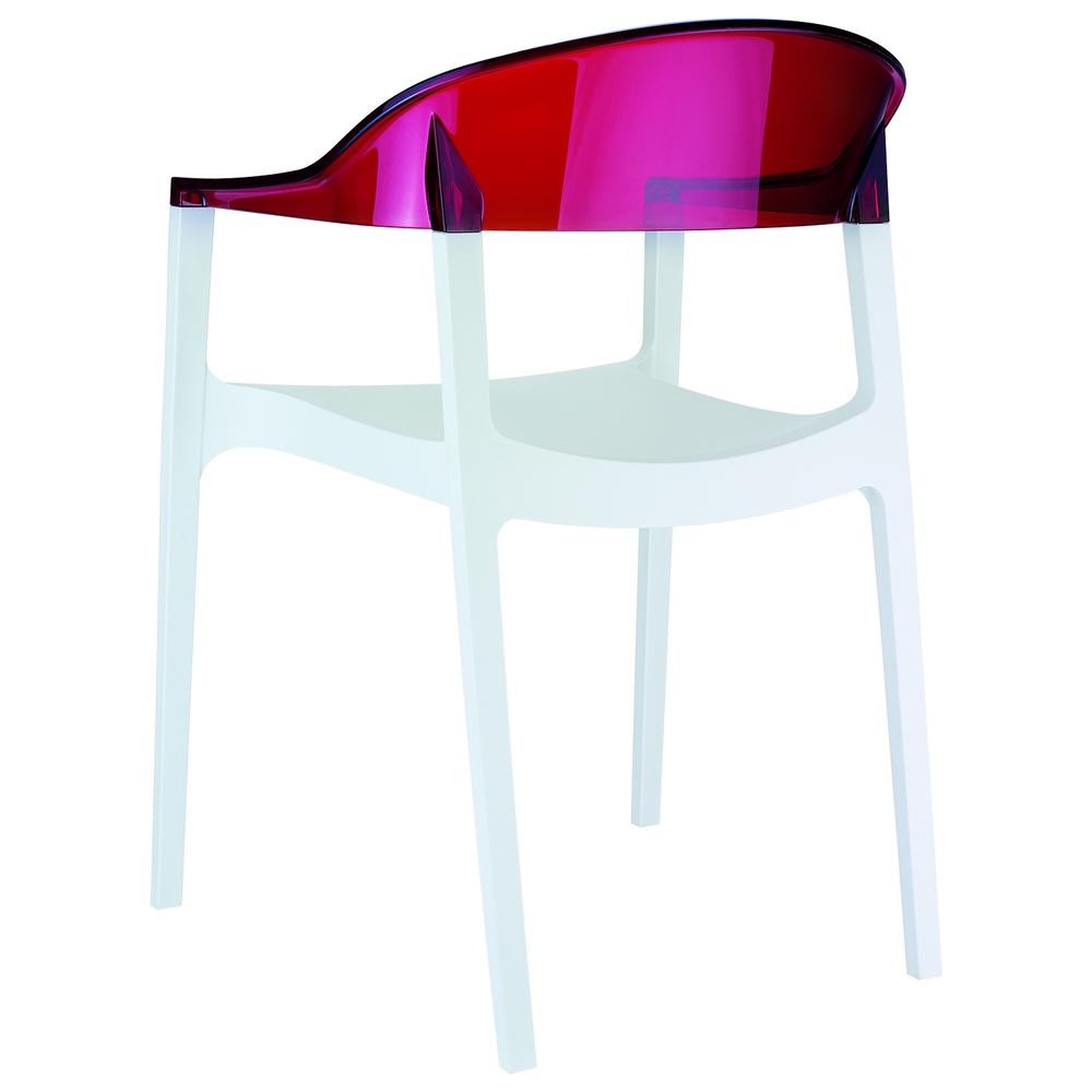 Carmen Modern Dining Chair White Seat Transparent Red Back, Set of 2. Picture 2