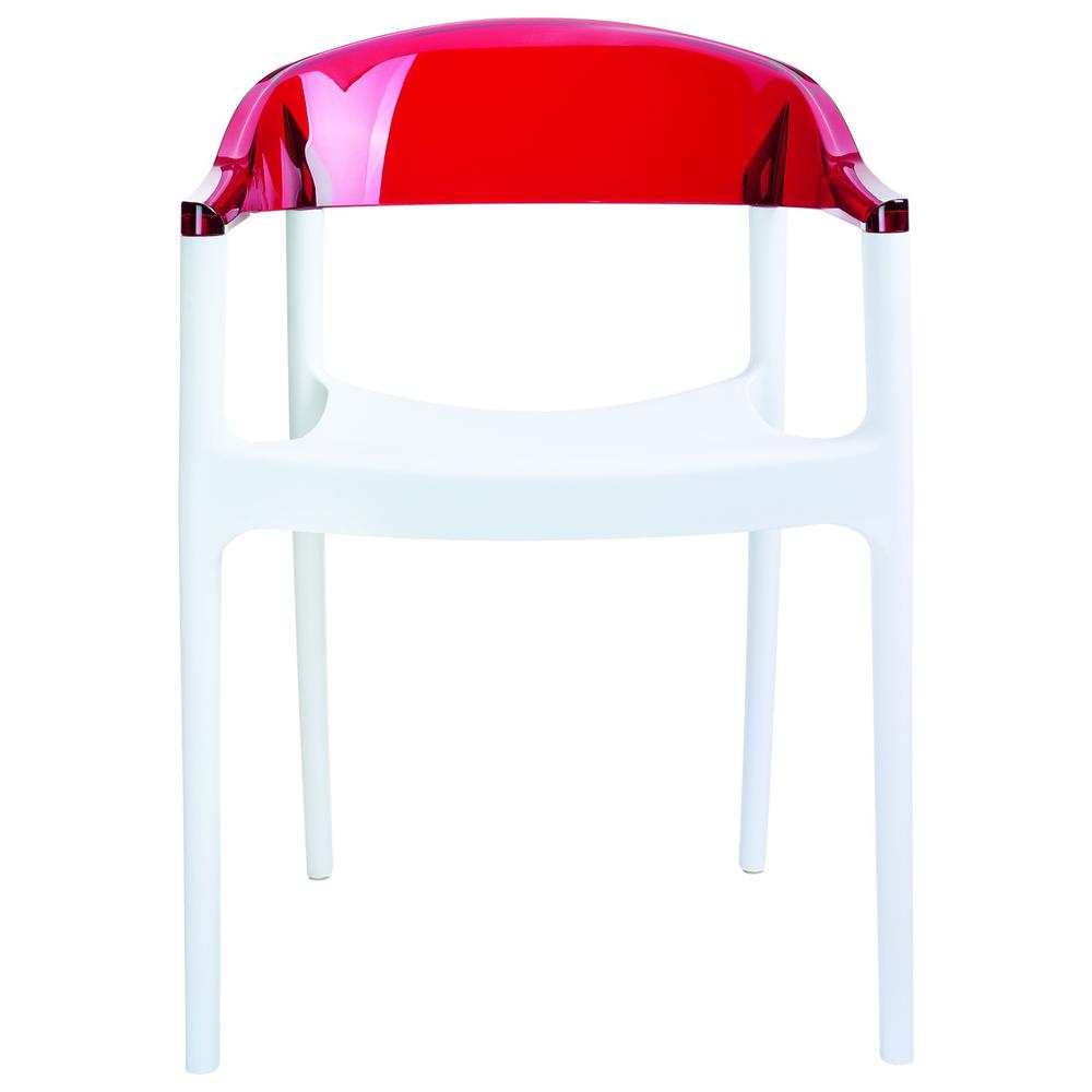 Carmen Modern Dining Chair White Seat Transparent Red Back, Set of 2. Picture 3