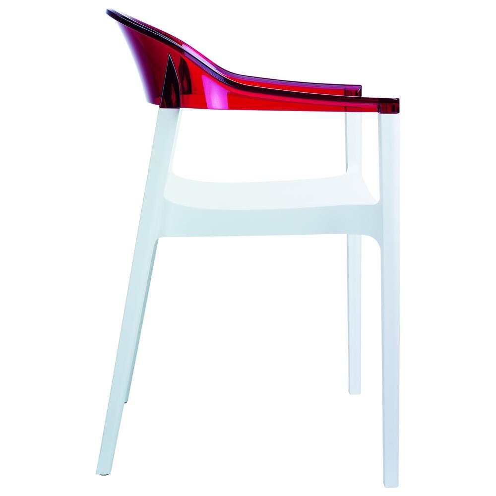 Carmen Modern Dining Chair White Seat Transparent Red Back, Set of 2. Picture 4