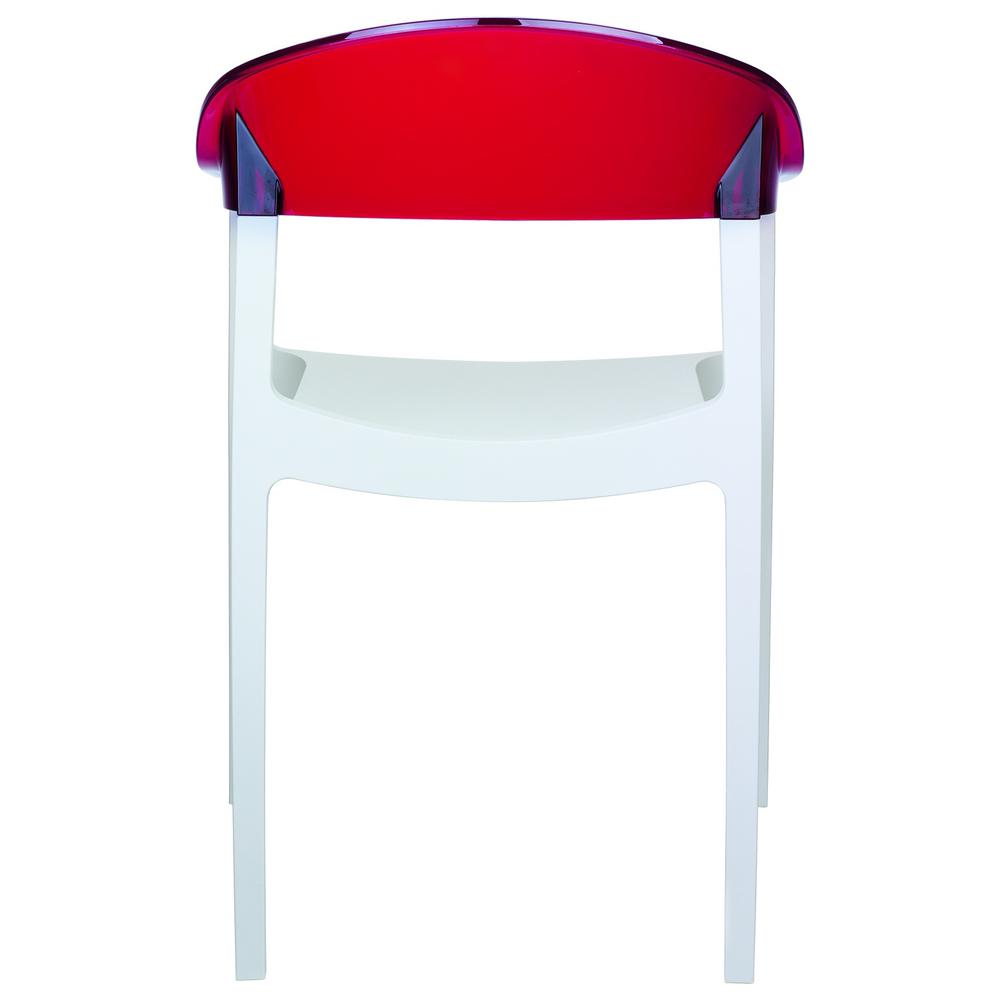 Carmen Modern Dining Chair White Seat Transparent Red Back, Set of 2. Picture 5