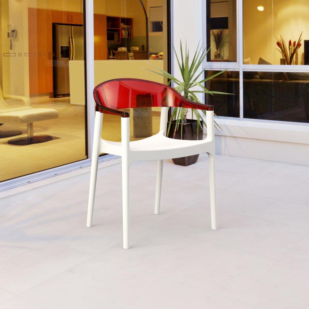 Carmen Modern Dining Chair White Seat Transparent Red Back, Set of 2. Picture 11