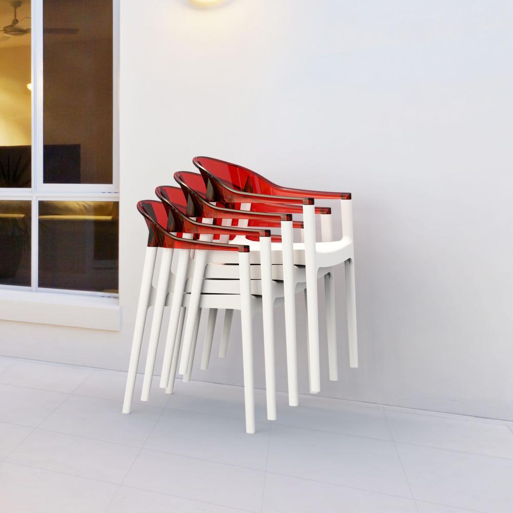 Carmen Modern Dining Chair White Seat Transparent Red Back, Set of 2. Picture 12