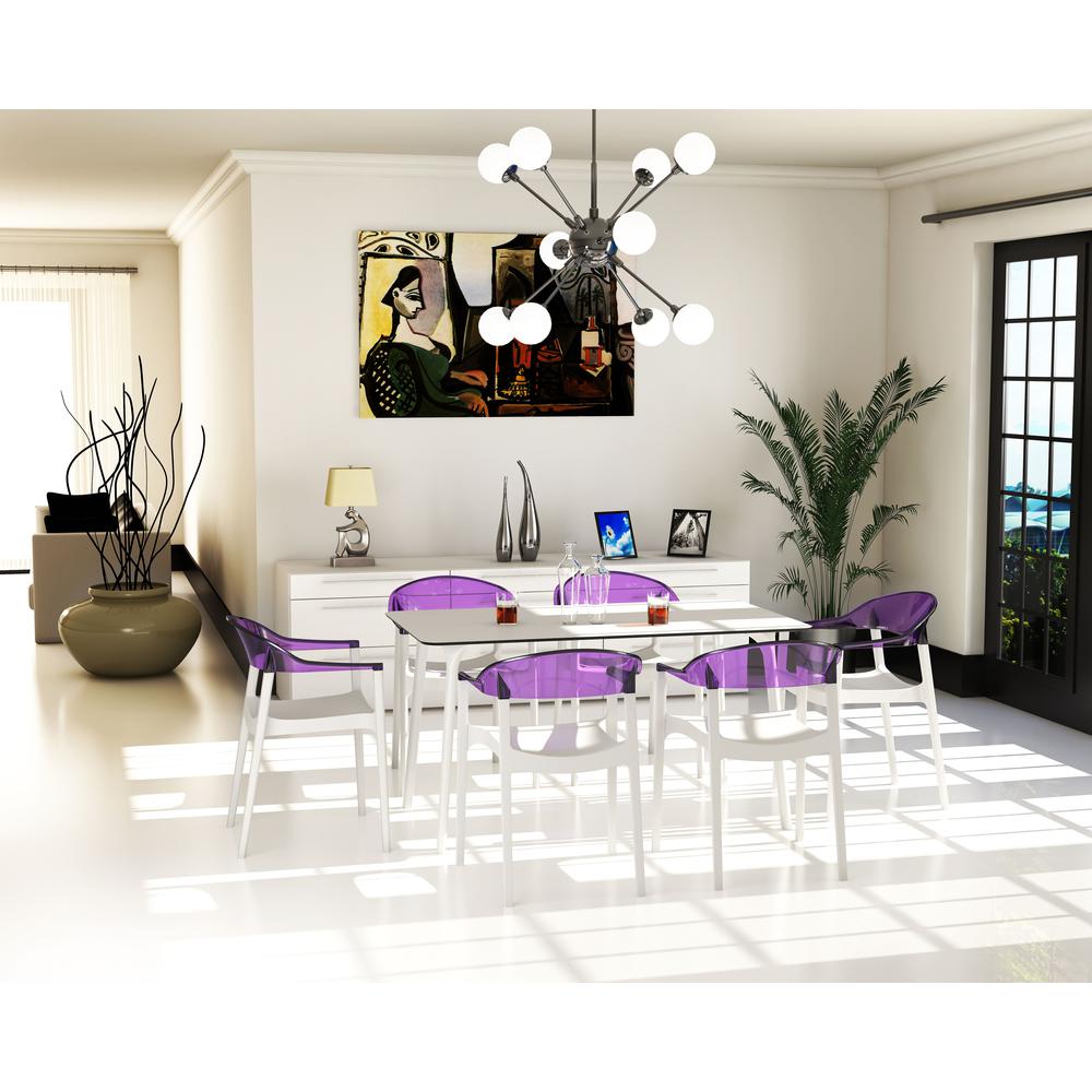 Carmen Modern Dining Chair White Seat Transparent Violet Back, Set of 2. Picture 3