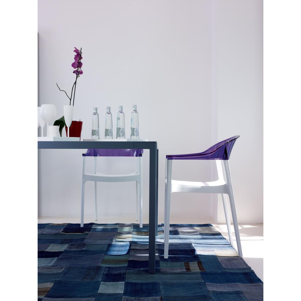 Carmen Modern Dining Chair White Seat Transparent Violet Back, Set of 2. Picture 11