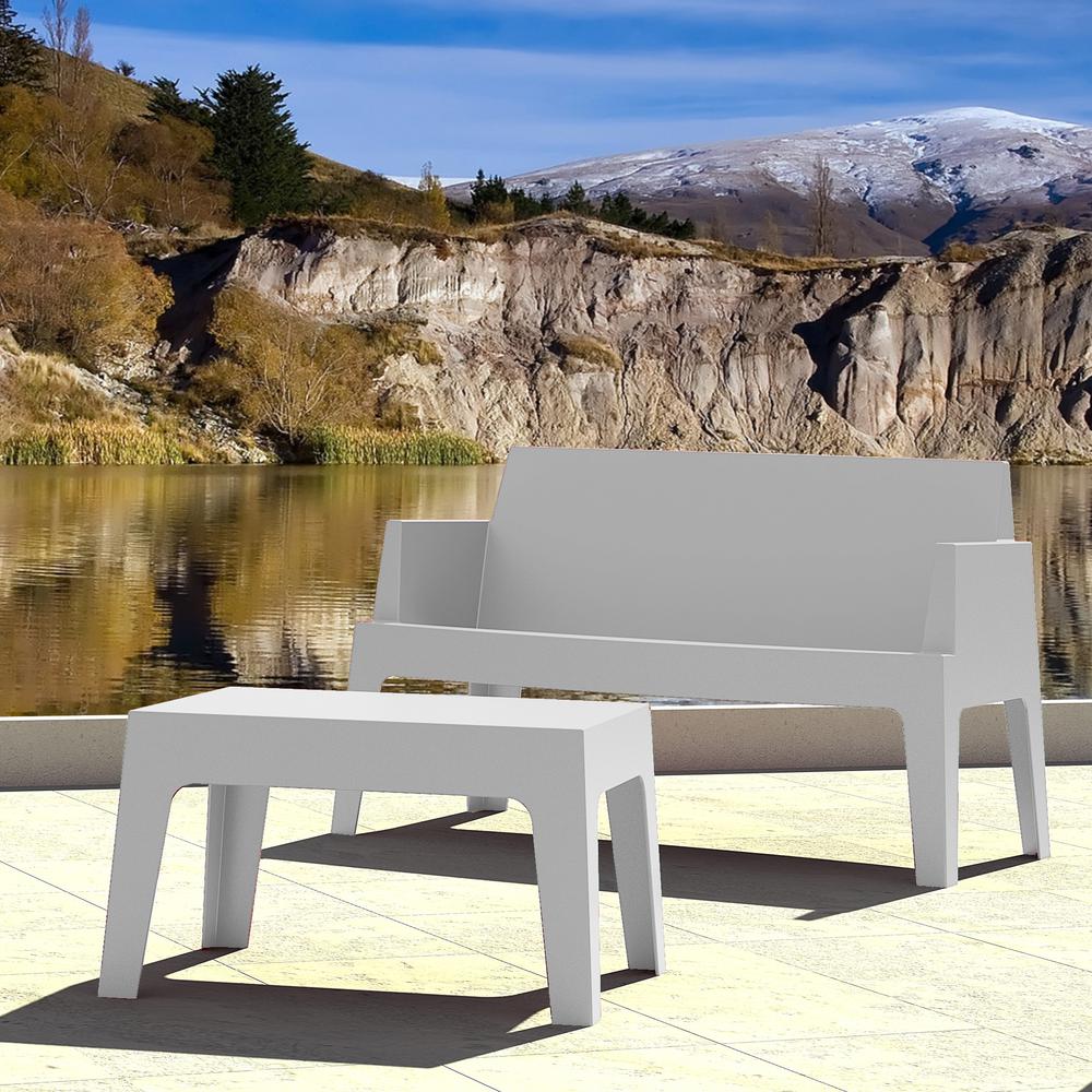 Box Resin Outdoor Center Table Silver Gray. Picture 4