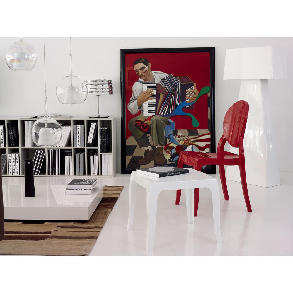 Queen Polycarbonate Side Table Glossy White. Picture 4