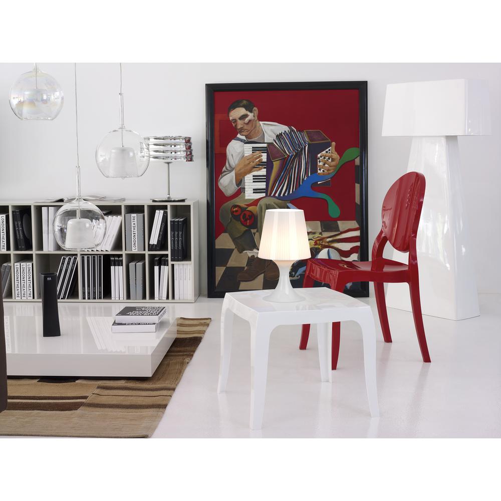 Queen Polycarbonate Side Table Glossy White. Picture 5