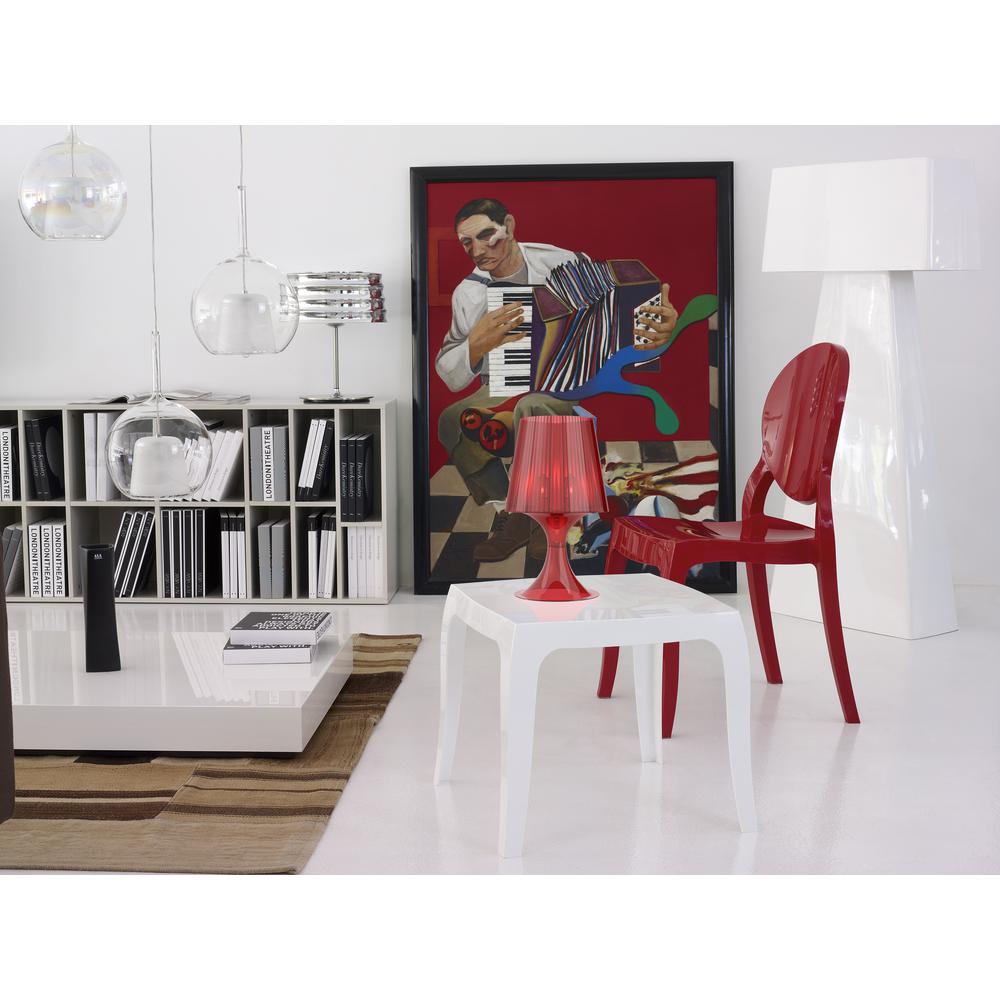 Queen Polycarbonate Side Table Glossy White. Picture 6
