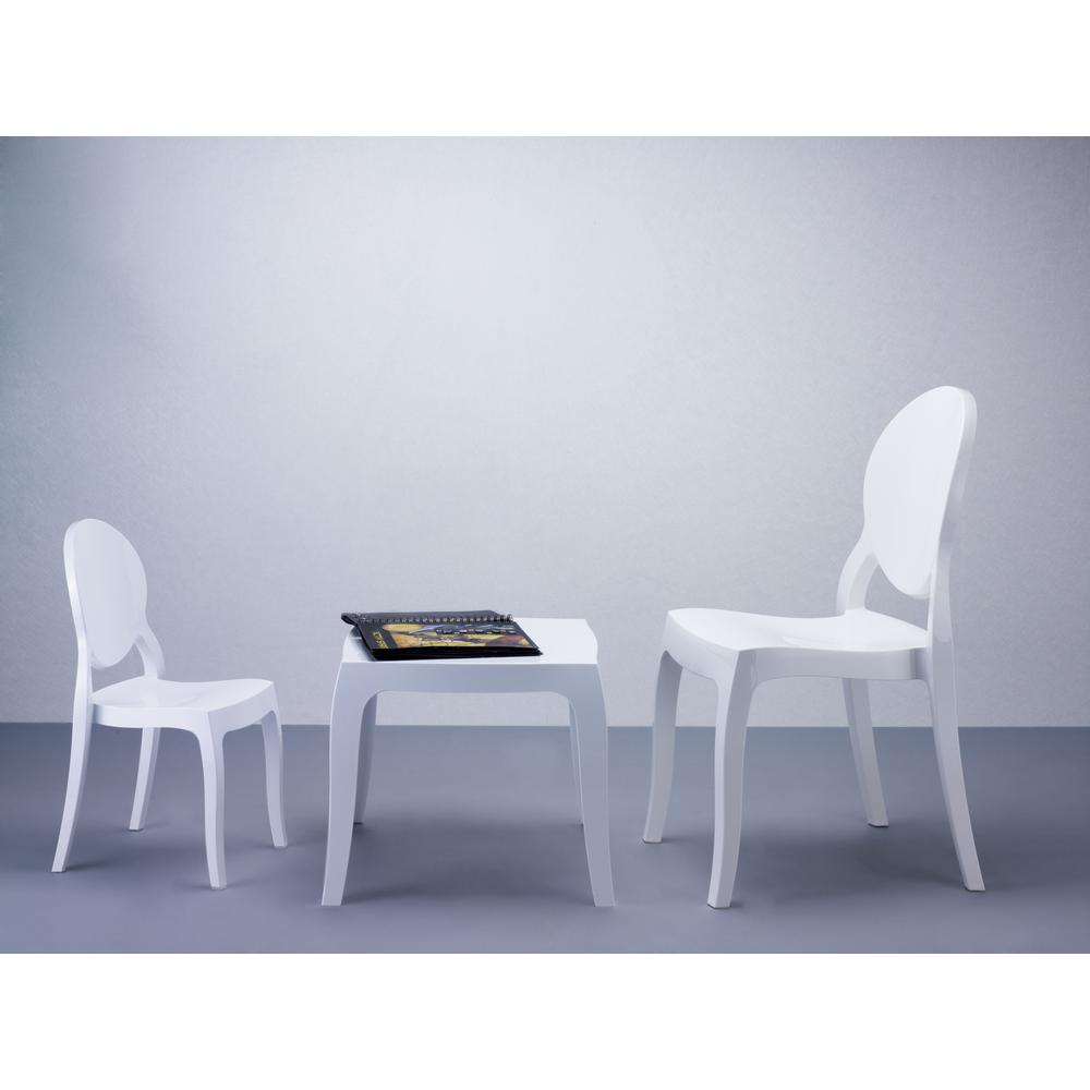Queen Polycarbonate Side Table Glossy White. Picture 8