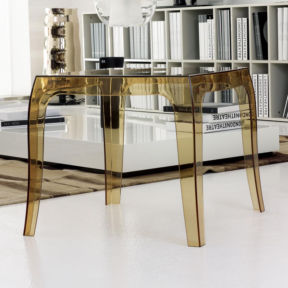 Queen Polycarbonate Side Table Transparent Amber. Picture 3
