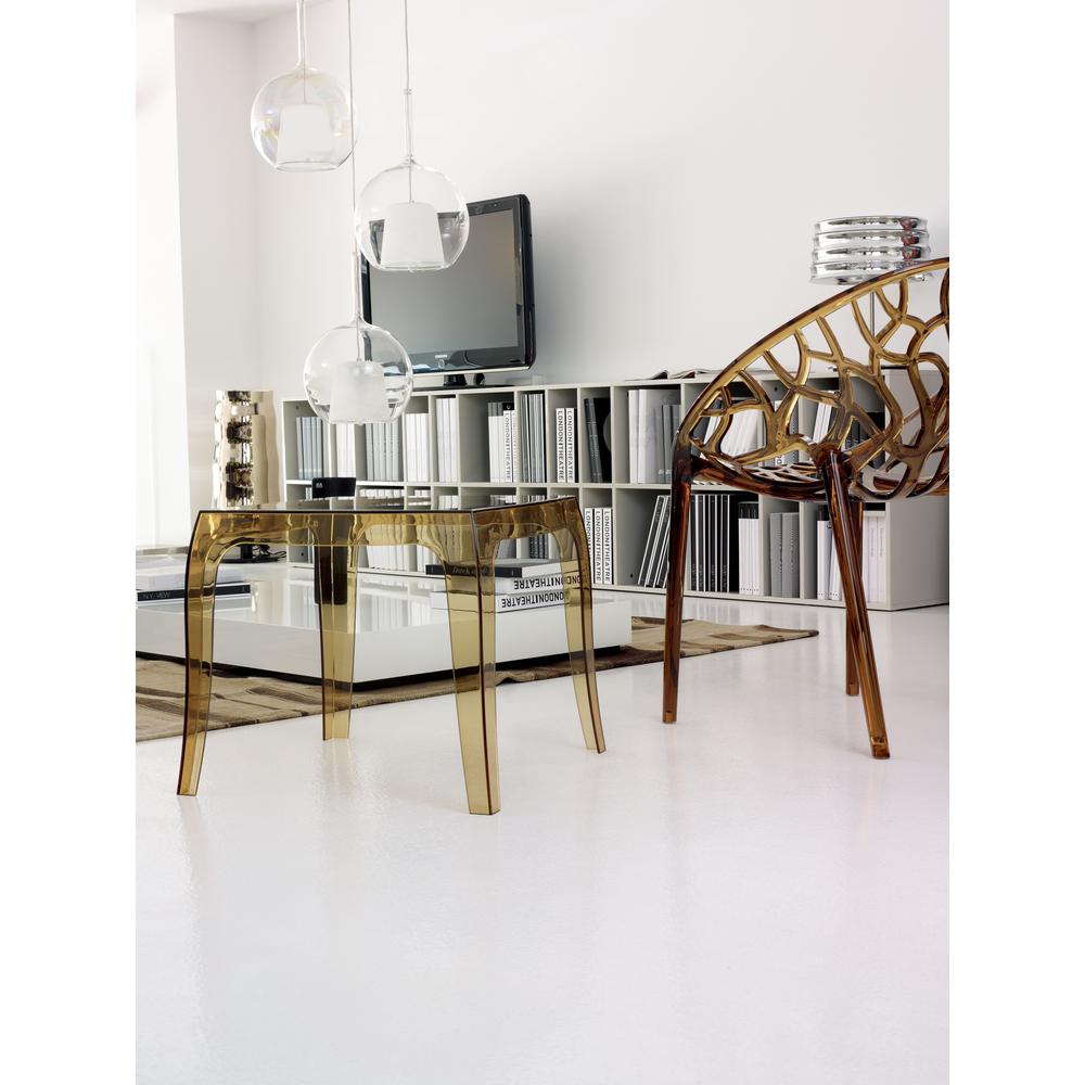 Queen Polycarbonate Side Table Transparent Amber. Picture 4