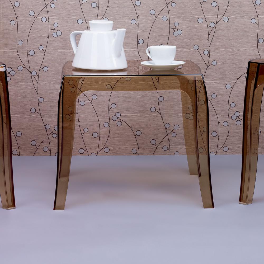 Queen Polycarbonate Side Table Transparent Amber. Picture 6