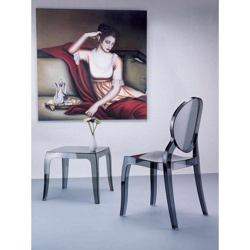 Queen Polycarbonate Side Table Transparent Black. Picture 4