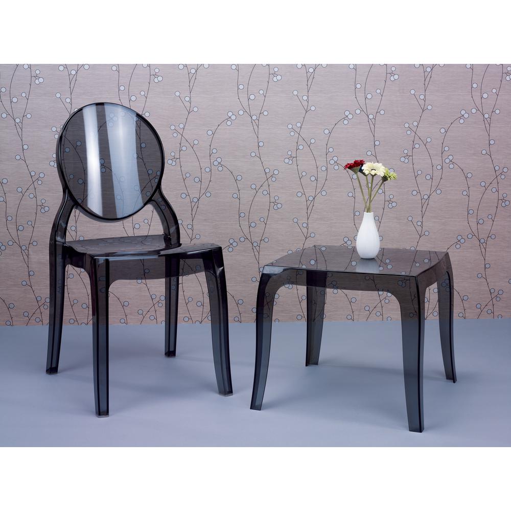 Queen Polycarbonate Side Table Transparent Black. Picture 6