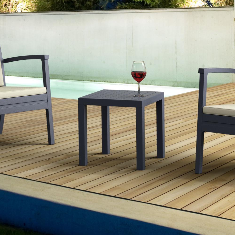 Ocean Square Resin Side Table Dark Gray. Picture 2