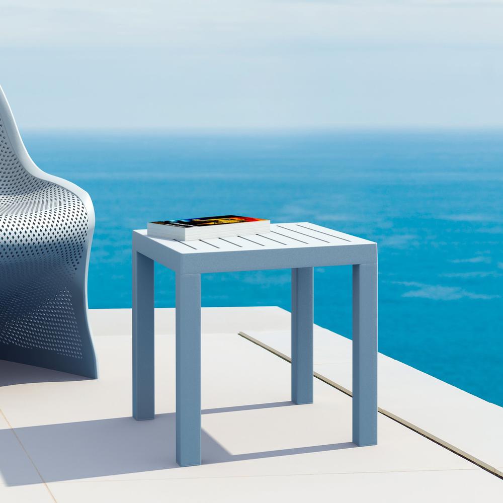 Ocean Square Resin Side Table Silver Gray. Picture 3