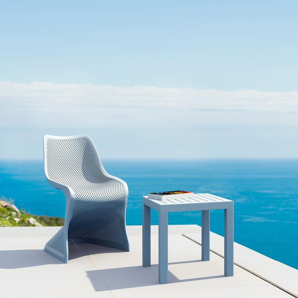 Ocean Square Resin Side Table Silver Gray. Picture 4