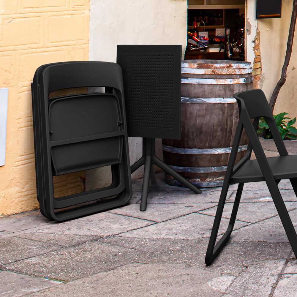 Dream Folding Outdoor Bistro Set with 2 Chairs Black. Picture 5