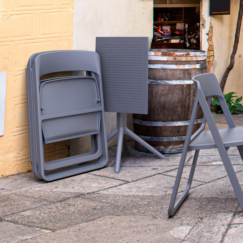 Dream Folding Outdoor Bistro Set with 2 Chairs Dark Gray. Picture 5