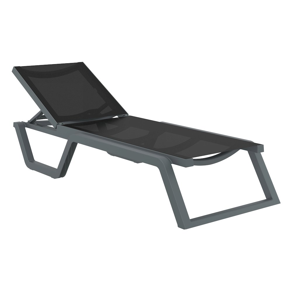 Rio Sling Chaise Dark Gray Frame Black Sling. Picture 3