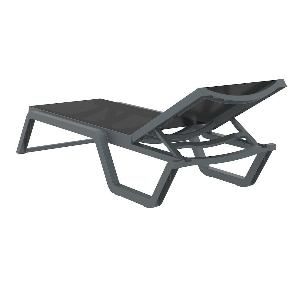 Rio Sling Chaise Dark Gray Frame Black Sling. Picture 2