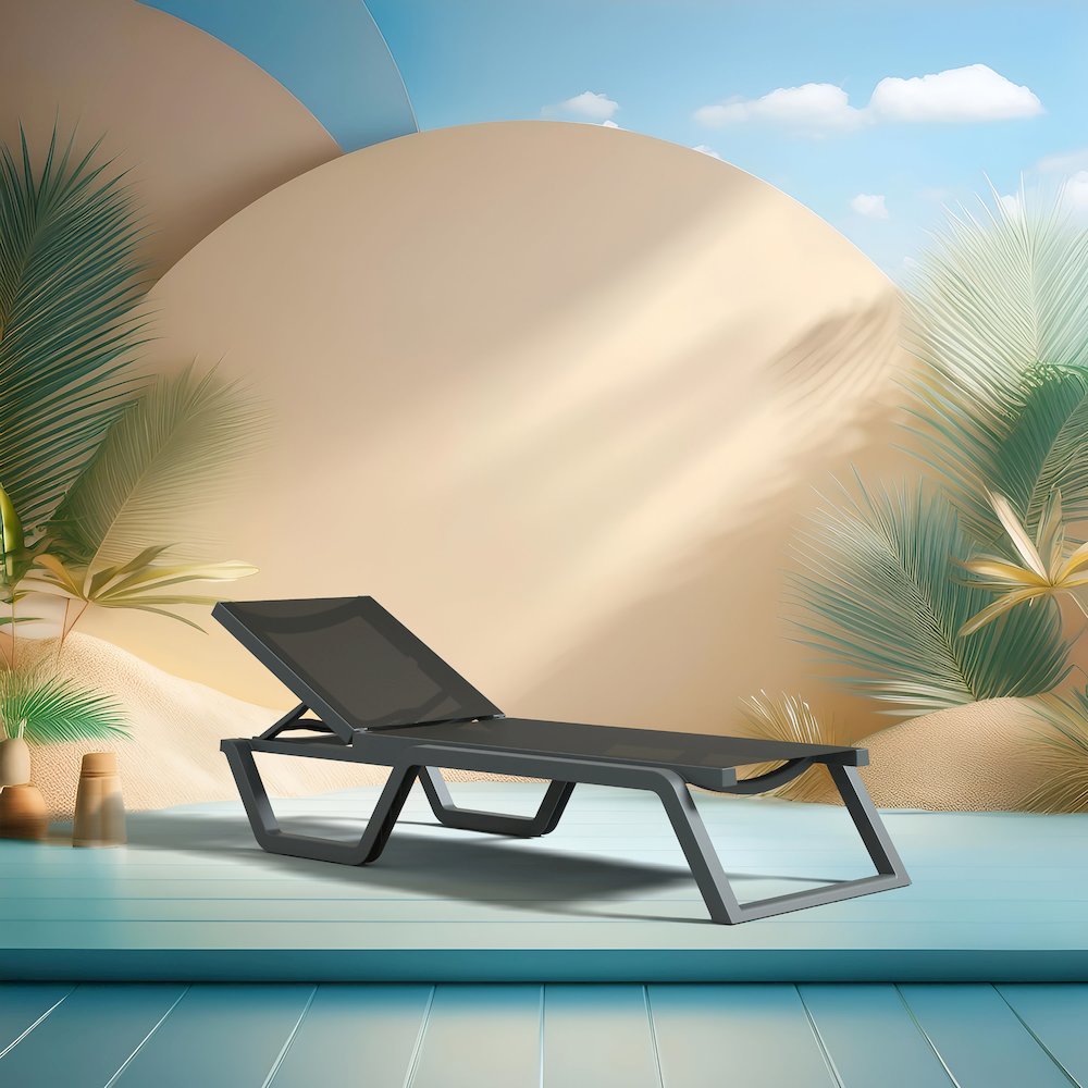 Rio Sling Chaise Dark Gray Frame Black Sling. Picture 11