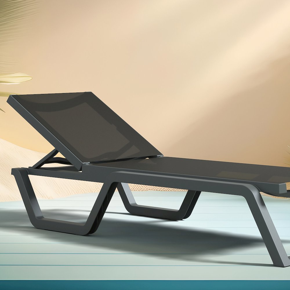 Rio Sling Chaise Dark Gray Frame Black Sling. Picture 10