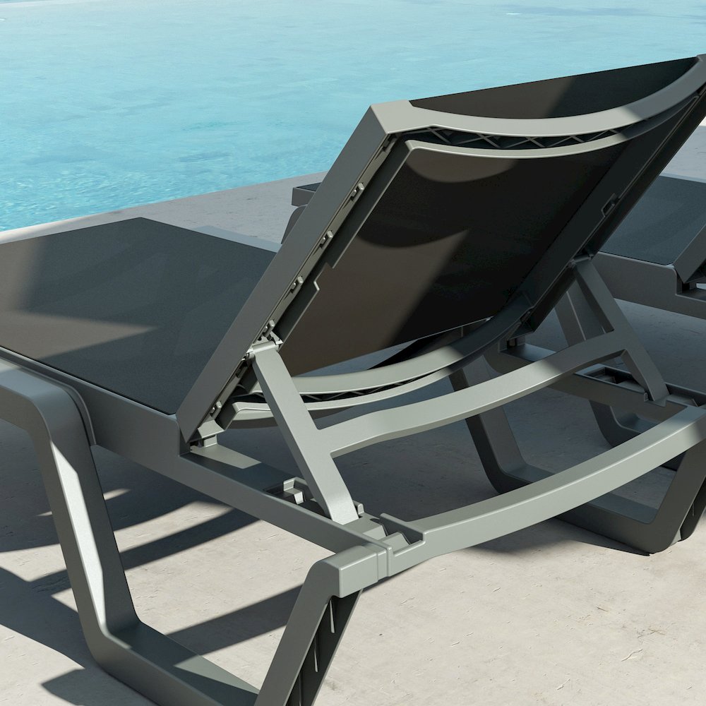 Rio Sling Chaise Dark Gray Frame Black Sling. Picture 9