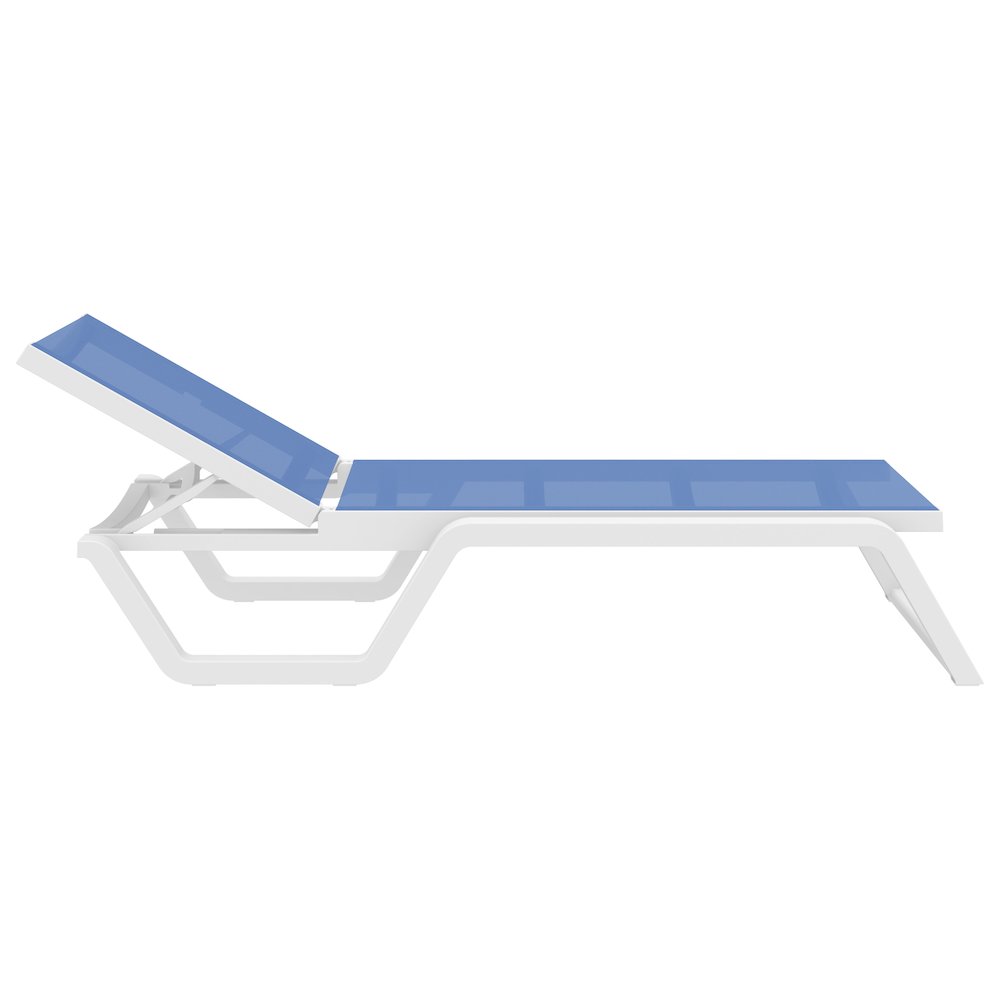 Rio Sling Chaise White Frame Blue Sling. Picture 3