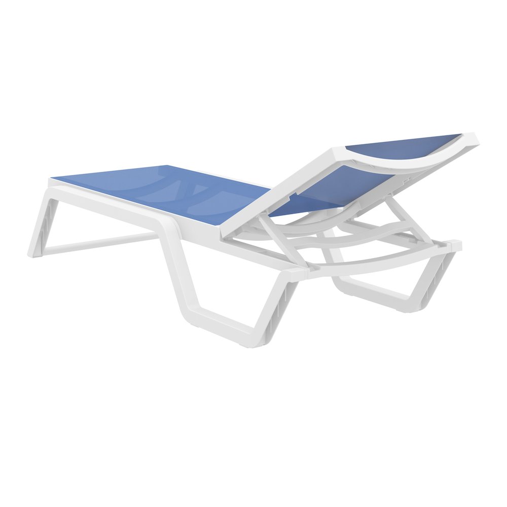 Rio Sling Chaise White Frame Blue Sling. Picture 2