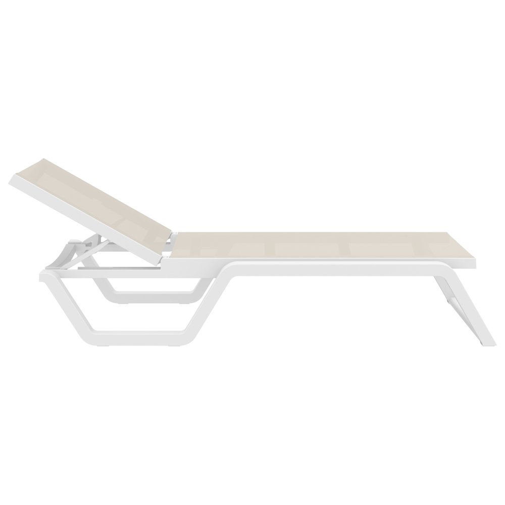 Rio Sling Chaise White Frame Taupe Sling. Picture 3