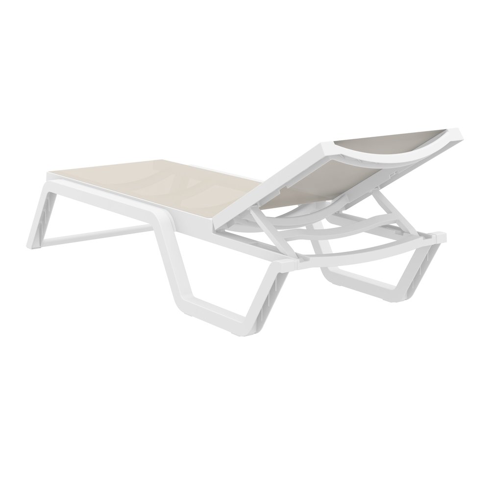 Rio Sling Chaise White Frame Taupe Sling. Picture 2