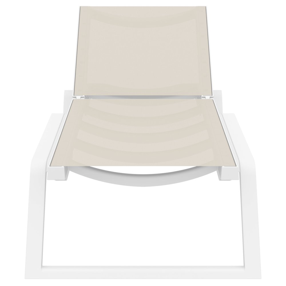 Rio Sling Chaise White Frame Taupe Sling. Picture 4