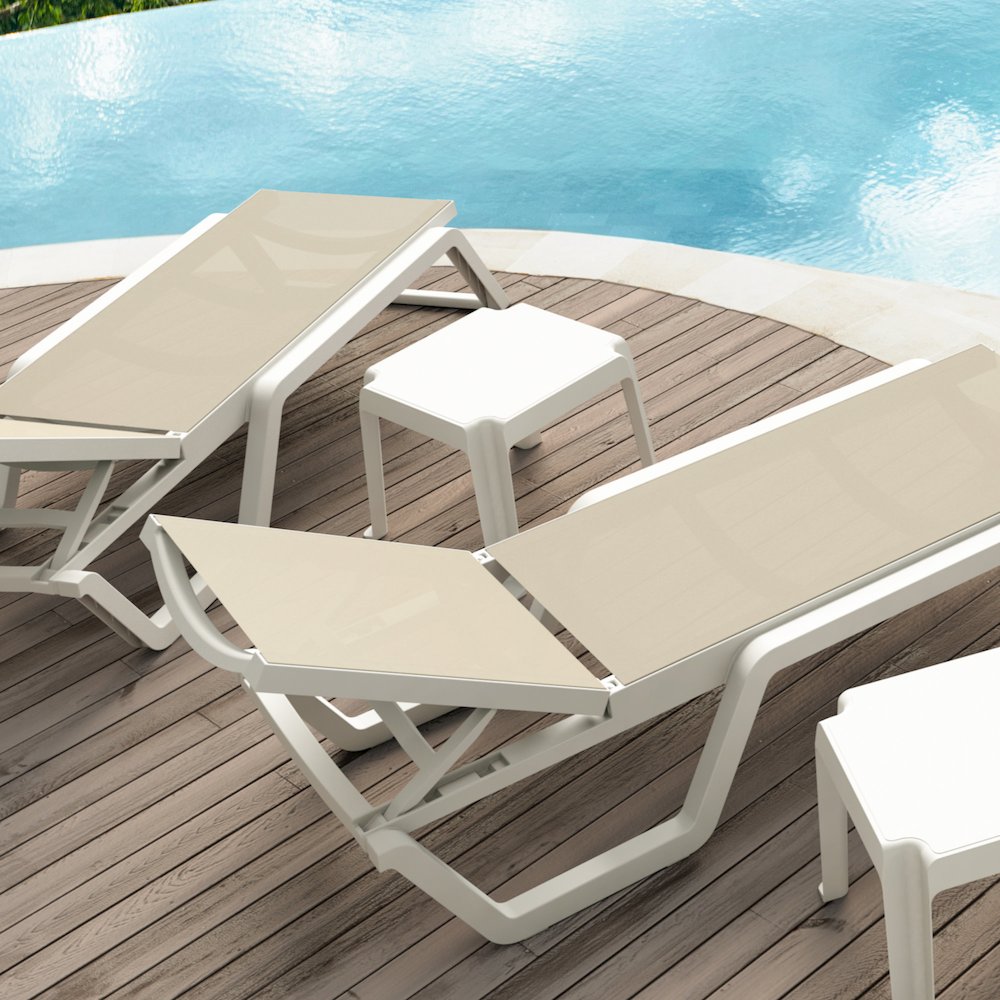 Rio Sling Chaise White Frame Taupe Sling. Picture 6