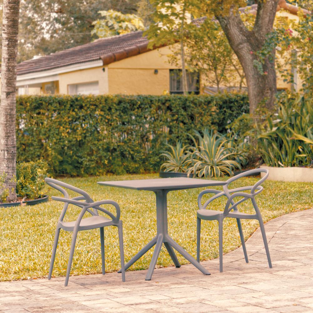 Mila Patio Dining Set with 2 Arm Chairs Dark Gray. Picture 1