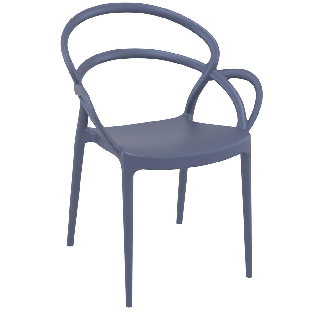 Mila Dining Arm Chair Dark Gray, Set of 2. Picture 1