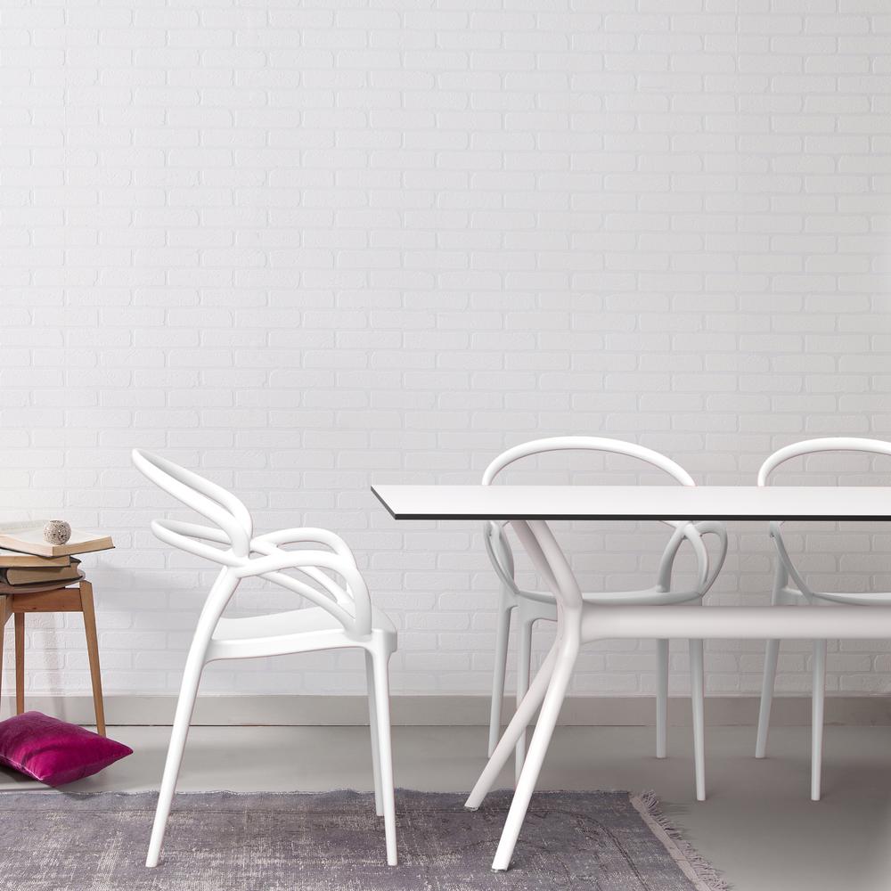 Mila Dining Arm Chair White, Set of 2. Picture 8