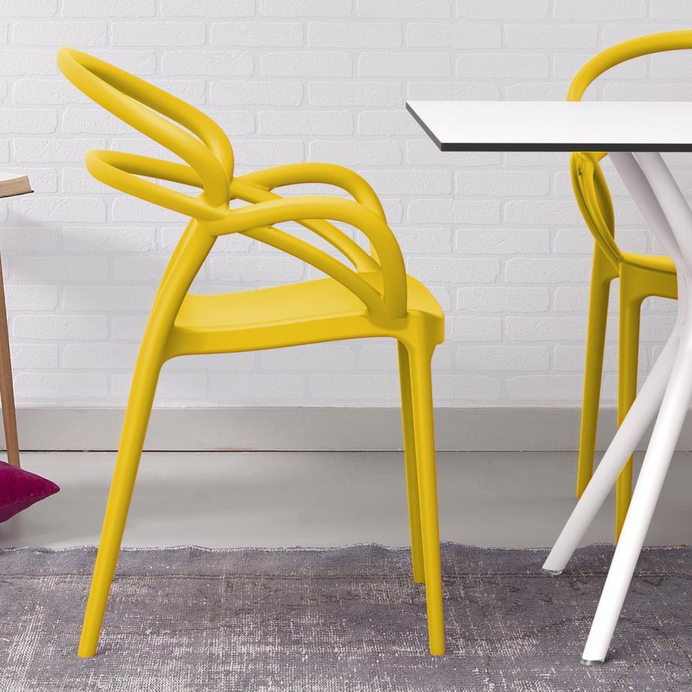 Mila Dining Arm Chair Yellow, Set of 2. Picture 6