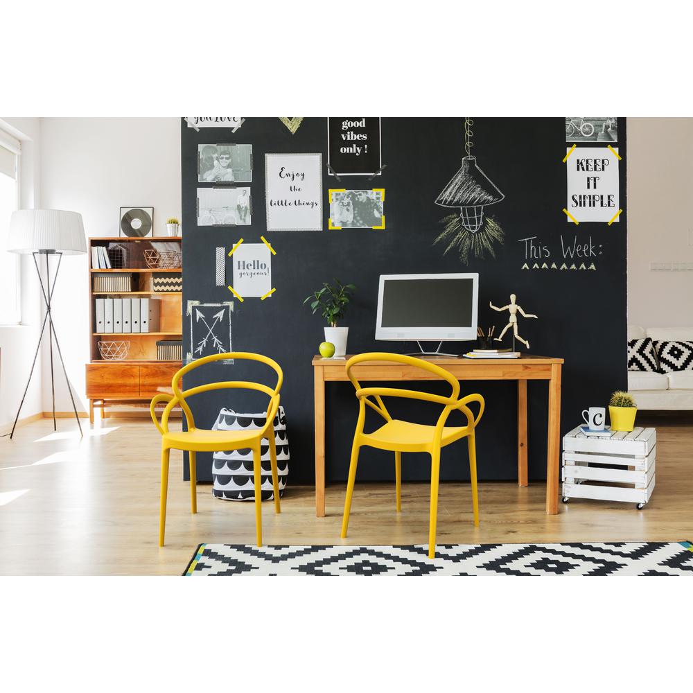 Mila Dining Arm Chair Yellow, Set of 2. Picture 8