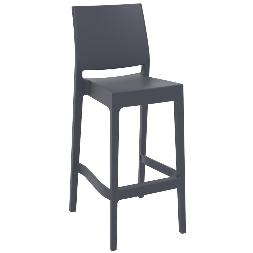 Maya Resin Bar Stool Dark Gray, Set of 2. Picture 1